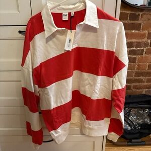 Aritzia TNA Red and White Striped Top